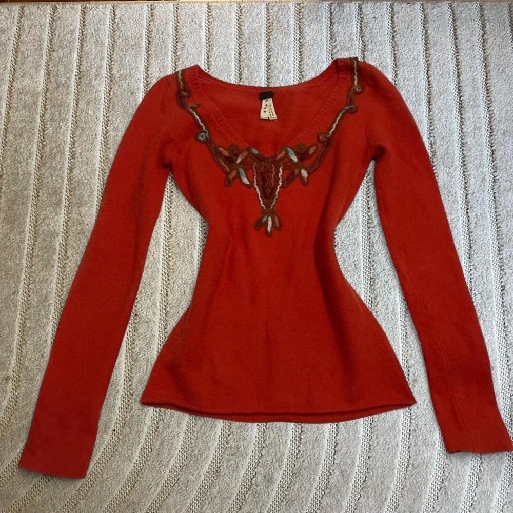 We the free long sleeve sweater top size small boho indie party festive